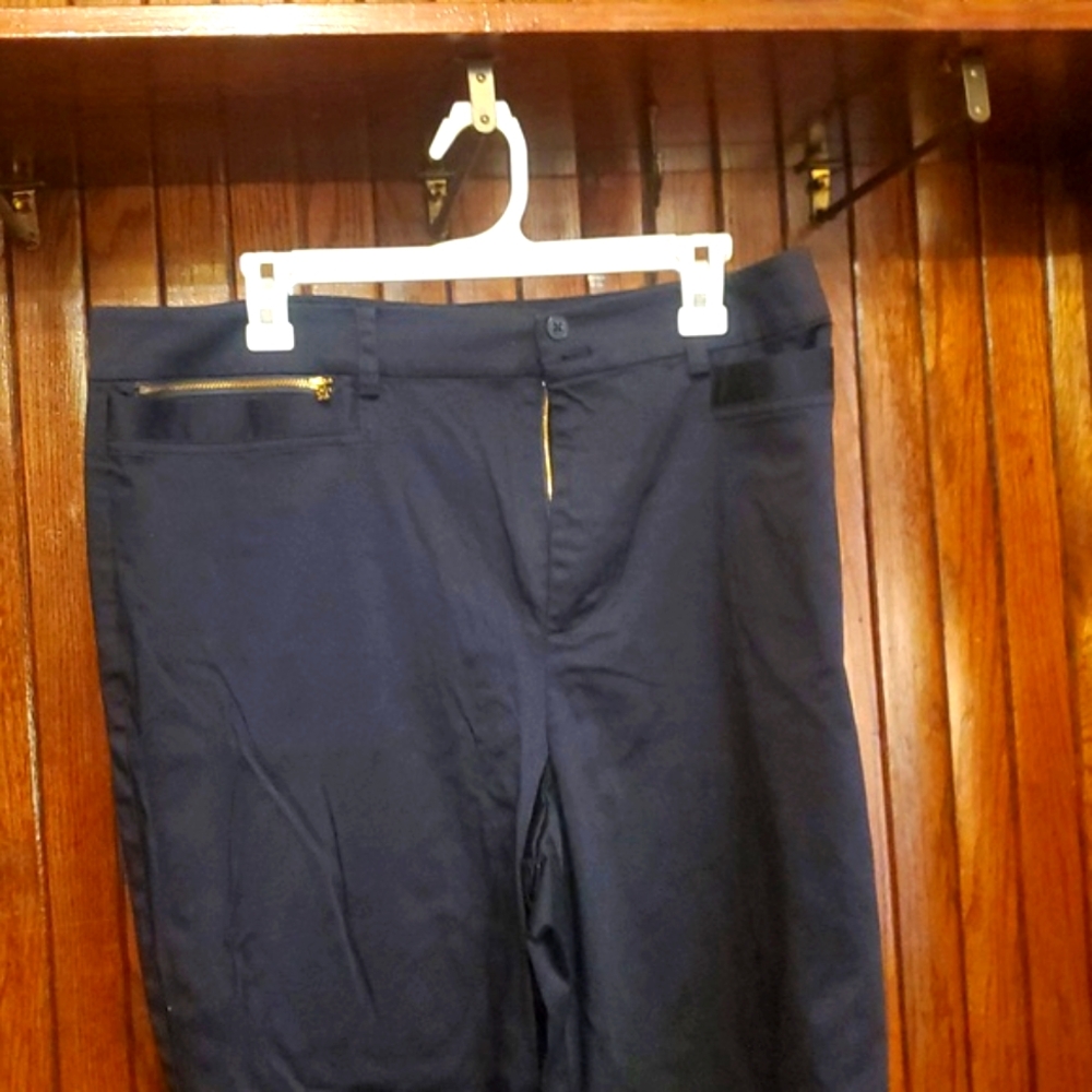 RALPH LAUREN SIZE 14W JET BLACK POPLIN PANTS - Picture 2 of 5